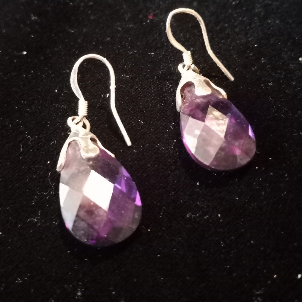 Earrings Amethyst Purple Stone